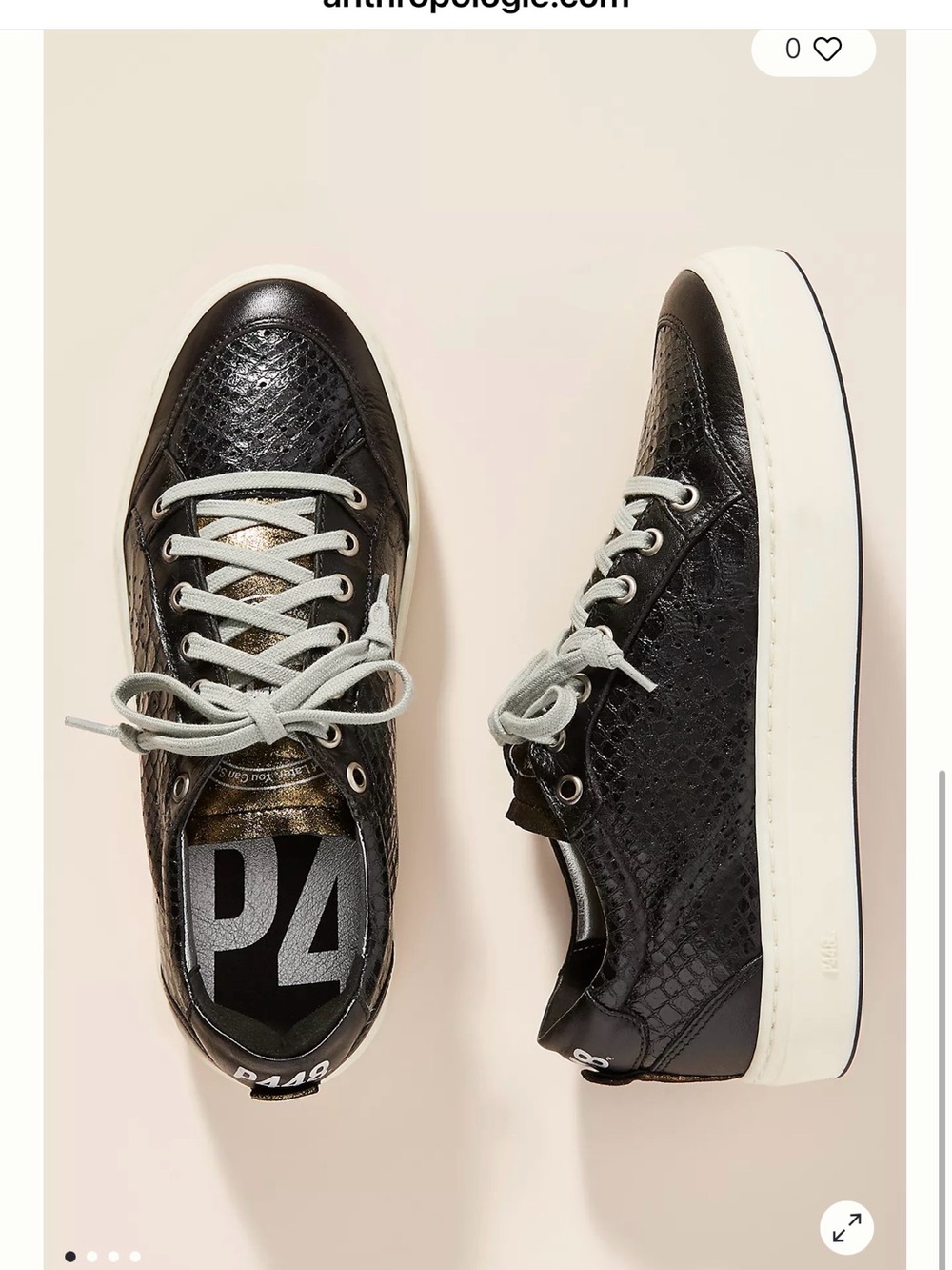 P448 Black Snakeskin-Textured Low-Top Sneakers with White Sole